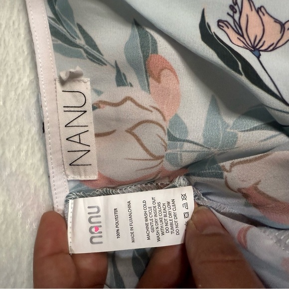 NANNU Pink and Green Wrap Sundress with Flutter Sleeves - Picture 6 of 6